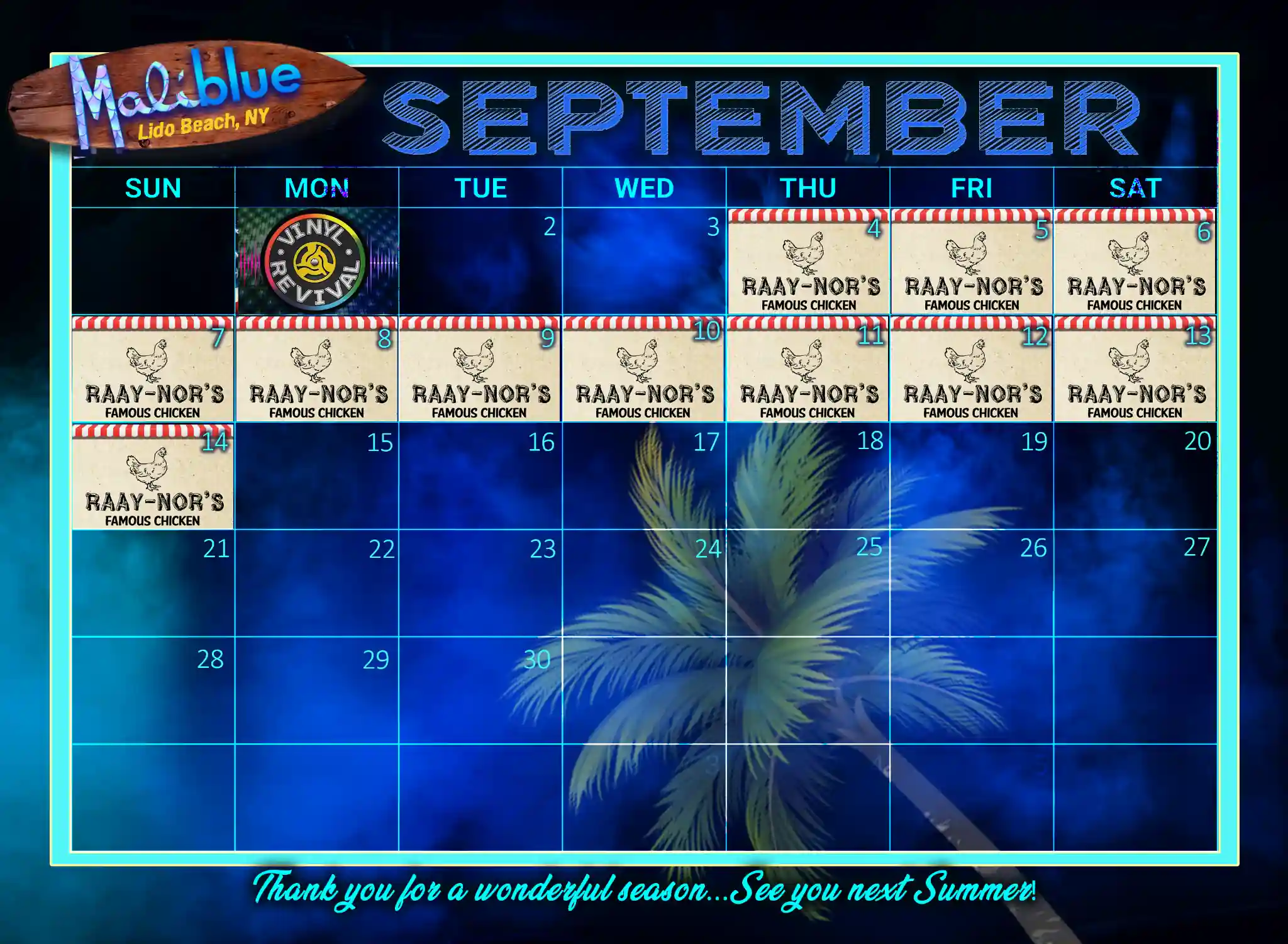 Maliblue September Concert Schedule